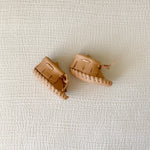 Load image into Gallery viewer, Leather Baby Booties - Tan/Blush
